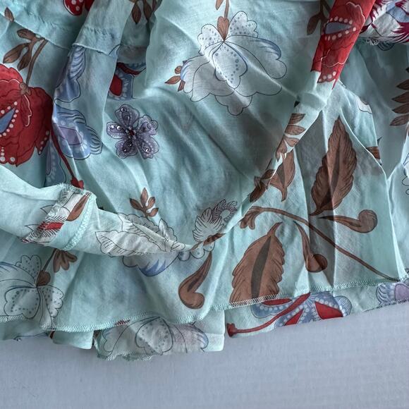 Sm Y2K VTG NWT Express Blue Tiered Mini Skirt Floral Rhinestone Coquette Fairy - Picture 7 of 7